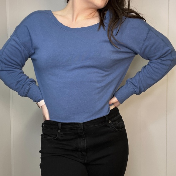 aerie OFFLINE Open Back Sweatshirt Blue New With Tags Size Small - Picture 3 of 11